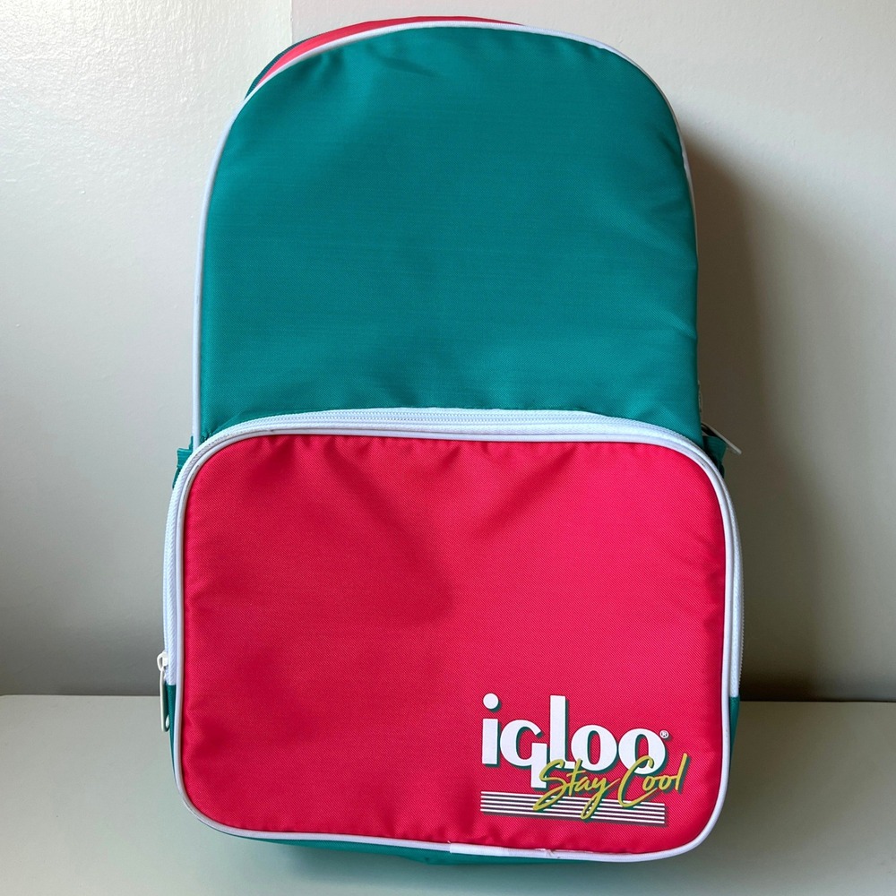Igloo Stay Cool Retro Teal Pink Insulated Backpack Cooler Bag Neon Beach Picnic